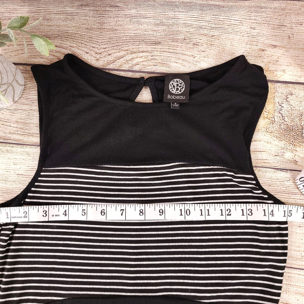 Bobeau Maxi Dress Black White Striped Hi Low S - Picture 7 of 8